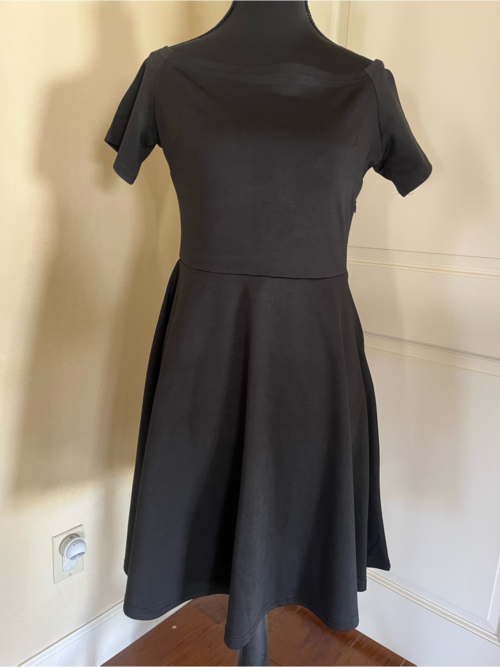 NWT Classic Black Fit-and-Flare Off the Shoulders Women’s Dress